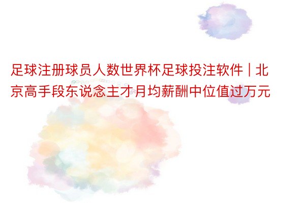 足球注册球员人数世界杯足球投注软件 | 北京高手段东说念主才月均薪酬中位值过万元