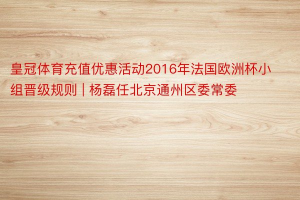 皇冠体育充值优惠活动2016年法国欧洲杯小组晋级规则 | 杨磊任北京通州区委常委