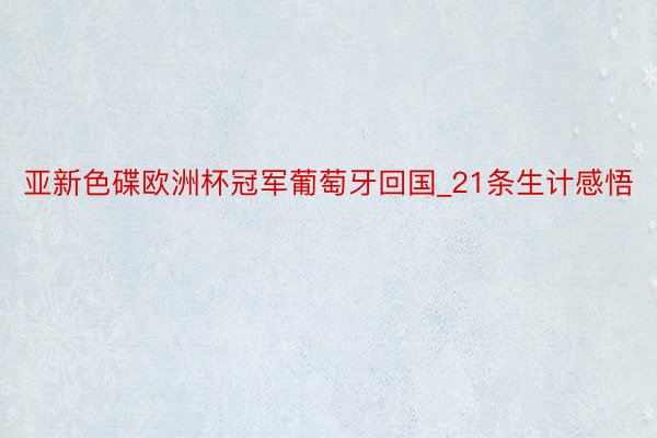 亚新色碟欧洲杯冠军葡萄牙回国_21条生计感悟