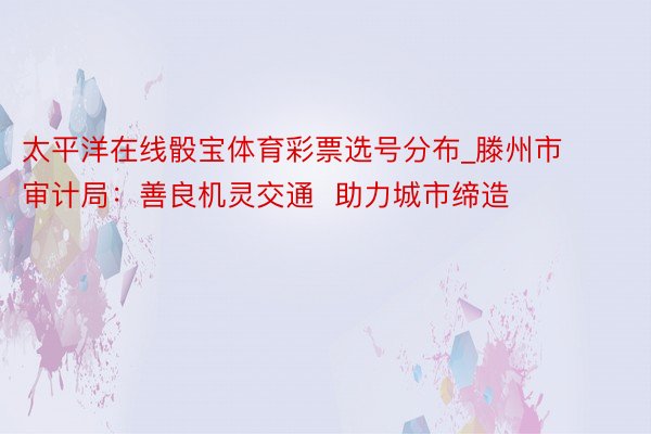 太平洋在线骰宝体育彩票选号分布_滕州市审计局：善良机灵交通  助力城市缔造