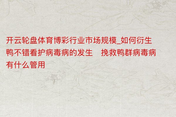 开云轮盘体育博彩行业市场规模_如何衍生鸭不错看护病毒病的发生   挽救鸭群病毒病有什么管用