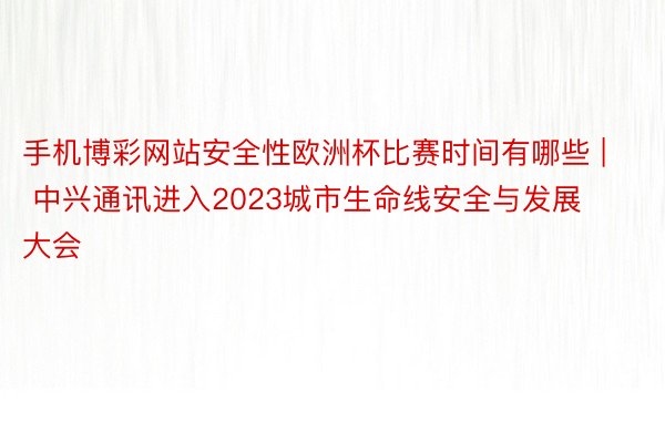 手机博彩网站安全性欧洲杯比赛时间有哪些 | 中兴通讯进入2023城市生命线安全与发展大会
