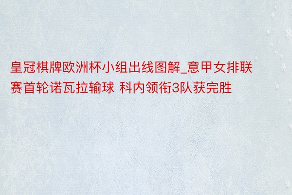 皇冠棋牌欧洲杯小组出线图解_意甲女排联赛首轮诺瓦拉输球 科内领衔3队获完胜